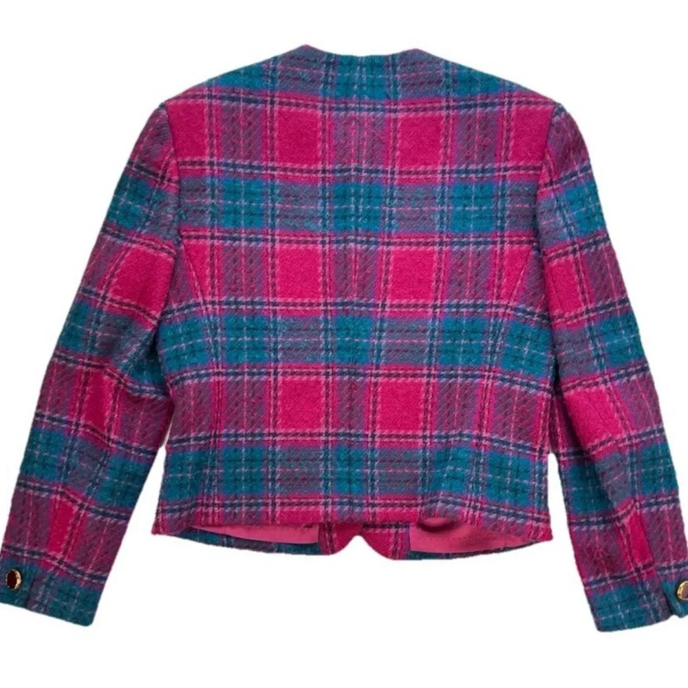 Pendleton Woolen Plaid Jacket in Pink and Teal - Picture 2 of 4